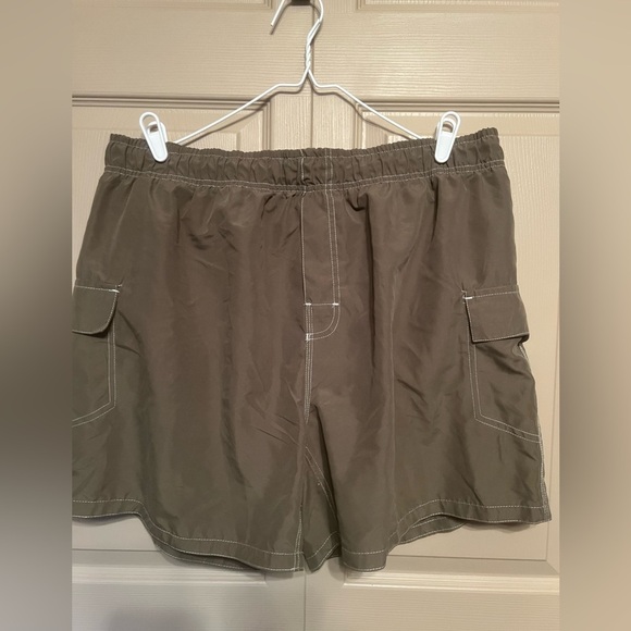 Green Swim Trunks with Elastic Waistband - Picture 1 of 4